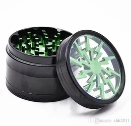 Transparent takf￶nster Flash Smoke Grinder Diameter 63mm Four-Lay Aluminium Alloy Smoke Grinder Ten Teeth Smoke Grinder