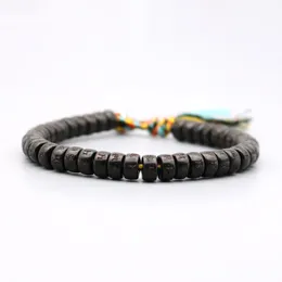 Strang Tibetische Glücksbringer-Buddhistische schwarze geflochtene Kokosnussschalen-Armbänder OM Mani Padme Hum Meditation Herrenarmband