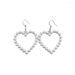 Studörhängen 2023 Summer Lovely Heart for Women Geometry Circle Simulated Pearl Boucle d'Oreille Brinco