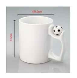 11oz Sublimation Blankobecher Fußball Keramiktasse Die Weltmeisterschaft Wärmeübertragung Kalttrinkkaffee Mark Cup Fußball Geschenk für Freunde und Familie