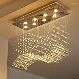 Lampadari Lampadario moderno in cristallo rettangolare Lampadario a goccia di pioggia Design ondulato Montaggio ad incasso per sala da pranzo