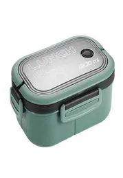 Сумки для ланч -коробки 1200 мл пряжки дизайн герметичная ланч -коробка Микроволновая безопасная еда с большими мощностью подготовитель 2 сетки Bento Case Double 8938114