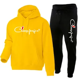 Frühling Winter 2Pcs Sets Trainingsanzug Männer Mit Kapuze Sweatshirt Hosen Pullover Hoodie Sportwear Anzug Casual Männer Running Set Marke LOGO drucken