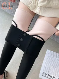 Kadın Taytları Chleisure Yüksek Bel Kadın Kış Kalkır İnce Leggins Elastikiyet Polar Sıcak dış giyim Pantolonları Kadın İçin Termal