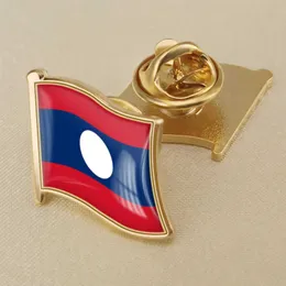 Bandeira nacional do Laos Crystal Resin Drop Bleach Broche Bandges de todos os pa￭ses do mundo