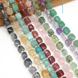 Perlen Natur Rechteck Kristall Rosenquarz Stein lose für Schmuckherstellung DIY Armband Halskette Frauen Geschenk Größe 8–9 mm 10–11 mm