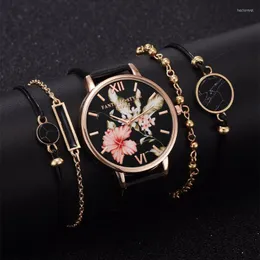 Armbanduhren Reloj 5pcs Set Lvpai Marke Frauen Uhren Bracelet Ladies sehen lässige Leder Quarz Watchwatch Uhr Relogio Femininowristwatc