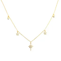 Цепи 925 Серебряный серебряный циркон Звездный круглый чили несколько подвесных ожерелья на перекрывающемся женской девушке