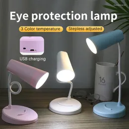 Table Lamps USB Charging Stepless Dimming 3 Mode LED Lamp Yellow Warm Light Eye Protection Reading Book With Mobile Phone Holder