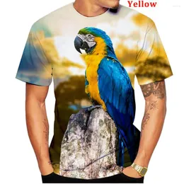 Herren T-Shirts 2023 Mode Original Männer und Frauen Hemd 3D Papagei Brid Tier gemusterter Druck