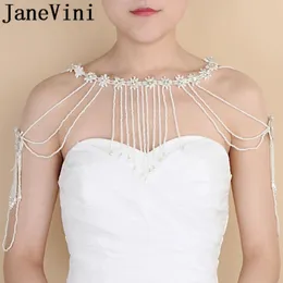 Pendant Necklaces JaneVini 2023 Bride Pearls Luxury Crystal Women Collar Shoulder Chain Lace Tassel Wedding Bridal Necklace Accessories