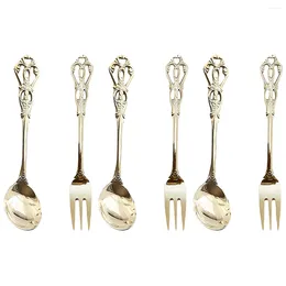 Dinnerware Sets Fork Spoons Stainless Steel Spoon Coffee Flatware Cutlery Silverware Set Fruit Dinner Steak Demitasse Soup Vintage Smothies