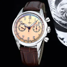 Luxury 5172 MENS Watch ETA7750 Automatisk kronograf rostfritt stål Rose Glilt Opaline Dial Watches Sapphire Crystal Water Resistance Calf Skin Leather Strap