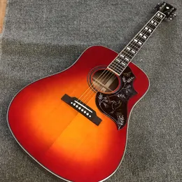 Индивидуальная гитара на заводе, верхняя дека из массива ели, накладка на гриф из палисандра, обечайка и задняя часть из красного дерева, 41-дюймовая высококачественная акустическая гитара серии Hummingbird,