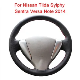 Tampas do volante Capas Personalize a capa do carro para Tiida Sylphy Sentra Versa Note 2014 Braid Leather