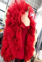 Women039s Szybkość kąpielowa bufita czerwony tiulowy tiulowe bujne bujne długie rękawy Bluzki na imprezę Specjalną okazję Suknia Niestandard 7137114217