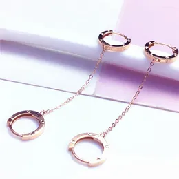 Brincos Dangle 585 Purple Gold Plated 14K Rose A Two Using Hoop for Women Fashion Fashion Requintado Classic Wedding Jewelry Gift