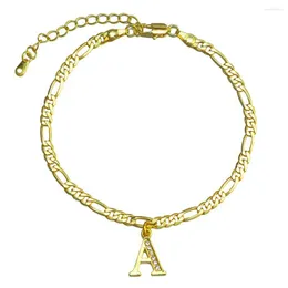 Anklets Initial Ankle Bracelet For Women Teen Girls 4mm Figaro Chain With Rhinestone Filled Letter Alphabet Foot Jewelry