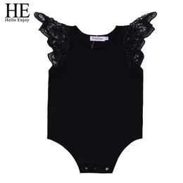 Tute Hello Enjoy Toddler Baby Body Born Girl Abbigliamento senza maniche Costume da tuta in pizzo bianco nero per tute per bambini