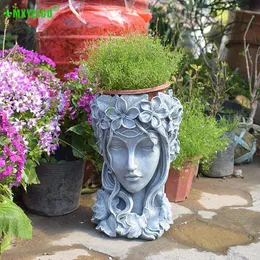 Vases Greek Goddess Head Bonsai Succulent Flower Pots Desktop Flowers Arrangement Container Handmade Art Decorations