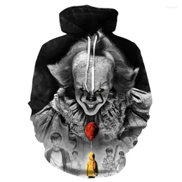 남자의 후드 가을 영화 Itthe Clown Pennywise 3D 프린팅 코스프레 의상 남성 여성 만화 할로윈 스웨트 셔츠
