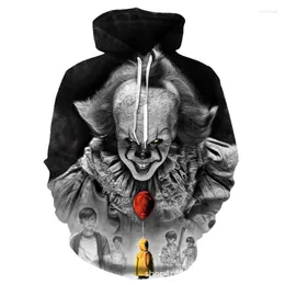 Menino moletons de outono filme Othe Clown Pennywise 3D Impressão Cosplay Costume Homens Homens de Cartoon Halloween Sorto