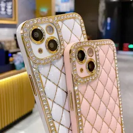 بالنسبة إلى iPhone 15 14 Pro Max Cases Luxury Cases Plating Flay Flash Case Rhinestone Phone for iPhone 11 12 13 14 Plus Diamond Lens Cover