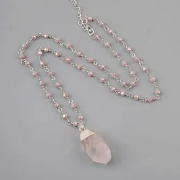 Anhänger Halsketten Heilkristall Frauen Halskette Natürliche Rosenquarze Böhmische Edelsteine Stein Großhandel DropshipPendant