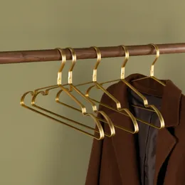 Hangers Racks 5/10pcs Matte Gold Clothes Hanger Aluminum Alloy Clothing Drying Rack Anti -slip Dress Towel Coat Wardrobe Organizer 230211