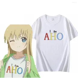 Camisetas masculinas Anime unissex Cos Yuruyuri Toshinou Kyouko Cot de camiseta curta casual de algodão curta camiseta