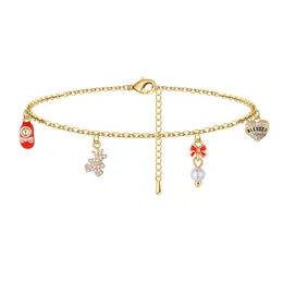 Bangle Bracelets For Women Korean Beads Kpop Love Pendant Bracelet Peach Heart Female Zircon JewelryBangle