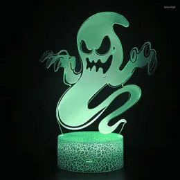 Night Lights 7Color Touching 3D Illusion Ghost Model Touch LED Table Lamp Halloween Party Decoration Lighting Funny Desk Lampen