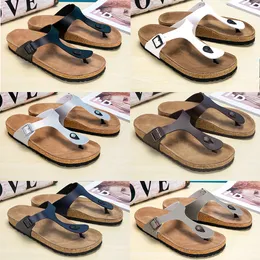 Boston Erkek Kadın Flip Flops Scuffs Terlik Boston Cork Çift Terlik Deri tıkanıklar Cork Düz Moda Deri Slide Açık Plaj Sandaletleri 34-46