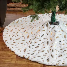 Christmas Decorations Tree Skirt Plush Xmas Mat White Soft Faux Fur With Embroidered For Party 1PC