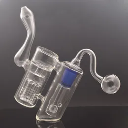 Hookahs Glass Oil Burner Bong Thickness Wall Double Circulation Recycler Dab Rig Honeycomb and Inline 6 Arm Percolator Ash Catcher with 18mm Oil Burner Pipe