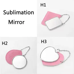 UPS Sublimation Makeup Mirror ze skórzaną imprezą etui Favor Metal Portable Shape Pocket Małe lustro Walentynkowe Prezent