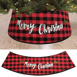 Christmas Decorations 30 Inch Merry Tree Skirt Red And Black Plaid Base Collar Around Decor
