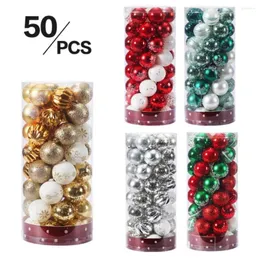 Decoração de festa 50pcs bolas de natal 6cm de Natal pendurada pingente de penduramento de plástico decorações de bobinas para decoração de ano em casa