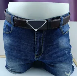cinture firmate di lusso per uomo moda uomo Cintura jeans classica in pelle Cinturino casual nero larghezza 3,8 cm Lettere triangolari con scatola YD007