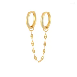 Brincos Dangle Aid Aid 925 Prata de prata esterlina Double Circle pendurando borla de corrente para mulheres pêndos de piercing de charme de pérolas