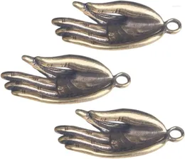 Chaves de chaves Buda Mudra Hand Charms Pingente: 3pcs Retro Brass Lucky Feng Shui Sinter