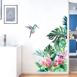 Adesivos de parede plantas de pássaros folhas para quarto decoração de sala de estar de cozinha decals diy murais home decorwallwall