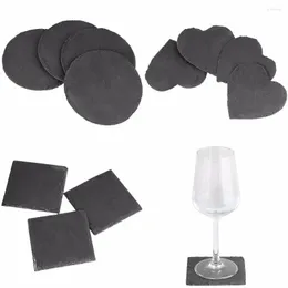 Jewelry Pouches TUMBEELLUWA 1Lot (4Pc) Square/Round/Heart Slate Coasters Cup Mat For Drinks Beverages Wine Glasses