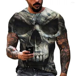 Men's T Shirts Fashion Skull Pattern 3D Printed Shirt Men Summer O Neck Street Oversized Loose Short Sleeve Top