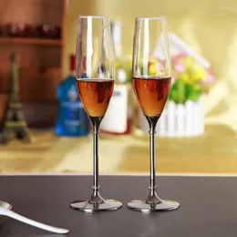 Vinglas ett par Golden Crystal Glass High Foot Metal Base Champagne Cup Wedding Set Drinkware Party Drinking redskap