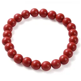 Unisex Natural Stone Red Color Strands Pärlade charmarmband för Wome Men Lover Birthday Handgjorda elastiska smycken