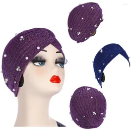 Boinas de tecido de seda brilhante durá -las de cor sólida de cor sólida mamal muçulmano Baotou Hat Fashion Turban Hair Acessórios para mulheres