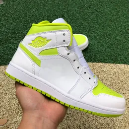 Новые 1S Mid White Lime Basketball Shoes Мужчины Женские дизайнерские обувь Jumpman 1 спортивные кроссовки корабль с коробкой US5-12