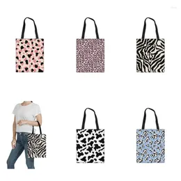 أكياس التسوق Leopard Zebra Print Canvas Messenger Bag for Women Ladies Designer Beach Handbags Student Book Cloth Pack