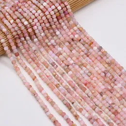Perline sfaccettate naturali quadrate rosa opale distanziatore allentato per la creazione di gioielli braccialetto fai da te collana regalo per donne dimensioni 4x4mm